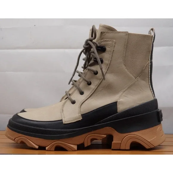 New! Sorel Women's Brex Lug Sole Lace-Up Boots Sandy Tan Black 9 - Picture 5 of 12